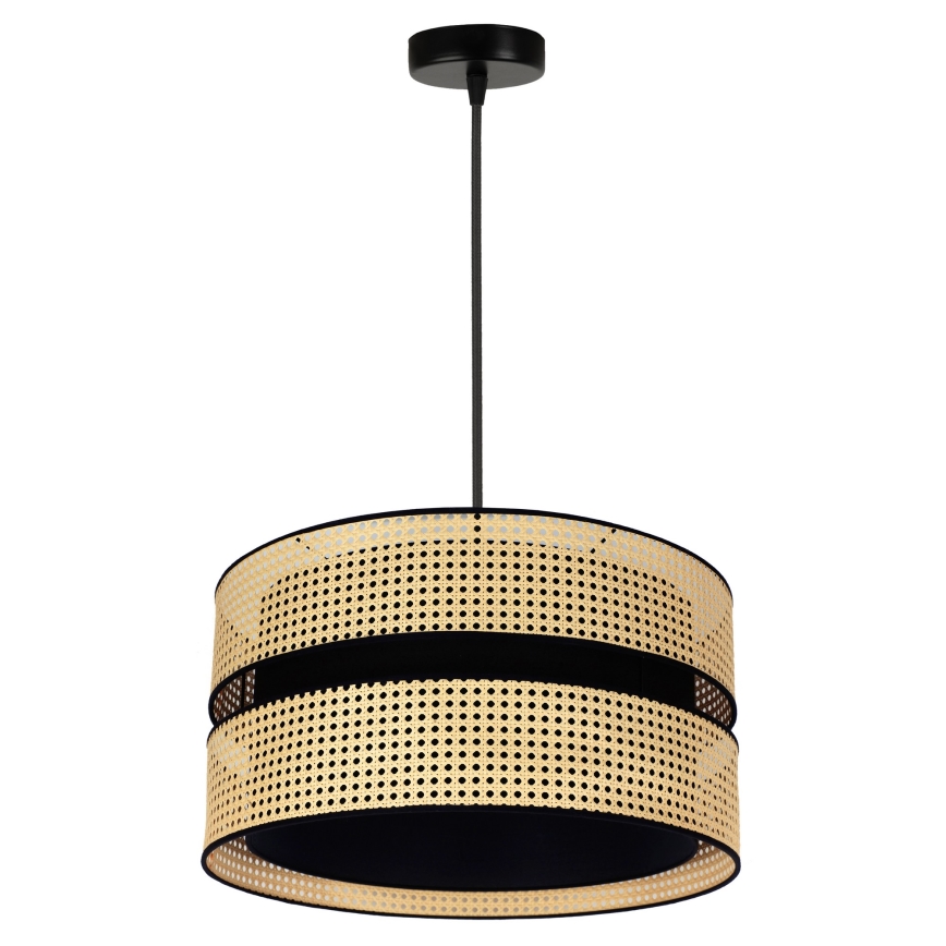Duolla - Lampadario a sospensione con filo DUO 1xE27/15W/230V diametro 40 cm rattan/nero