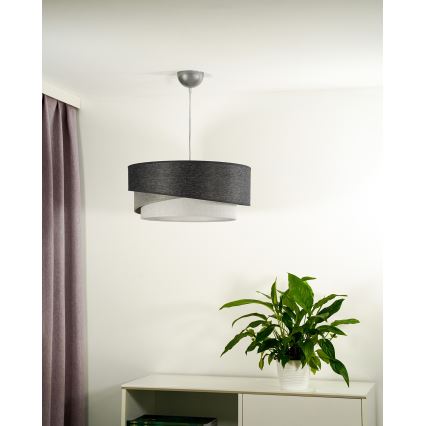 Duolla - Lampadario a sospensione con filo KOBO 1xE27/15W/230V diametro 45 cm antracite/grigio/bianco