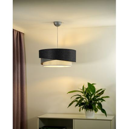 Duolla - Lampadario a sospensione con filo KOBO 1xE27/15W/230V diametro 45 cm antracite/grigio/bianco