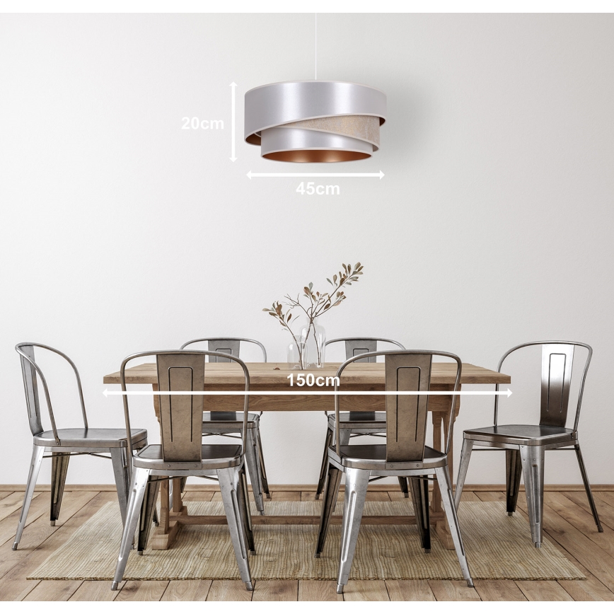 Duolla - Lampadario a sospensione con filo KOBO 1xE27/15W/230V diametro 45 cm argento/oro