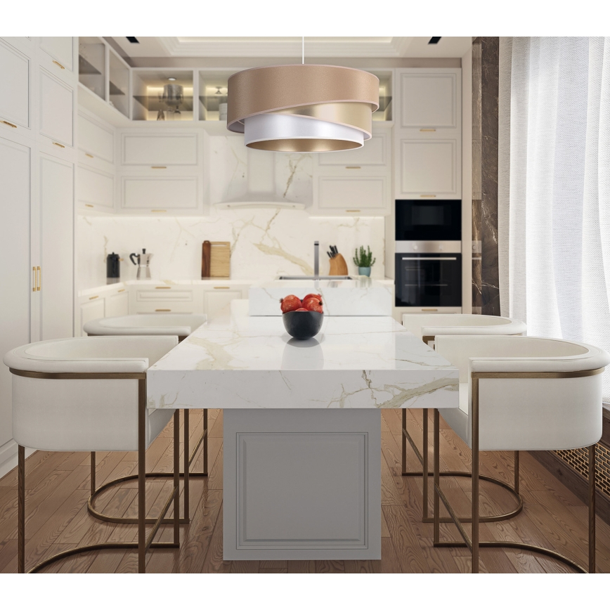 Duolla - Lampadario a sospensione con filo KOBO 1xE27/15W/230V diametro 45 cm beige/oro/bianco