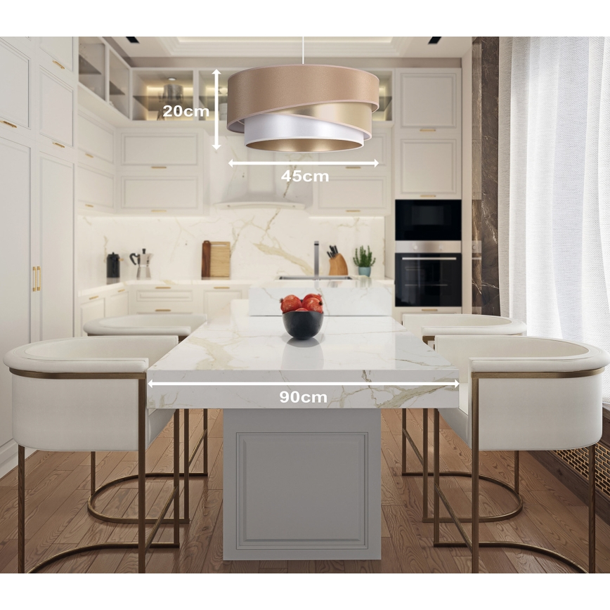 Duolla - Lampadario a sospensione con filo KOBO 1xE27/15W/230V diametro 45 cm beige/oro/bianco