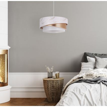 Duolla - Lampadario a sospensione con filo KOBO 1xE27/15W/230V diametro 45 cm bianco/oro rosa