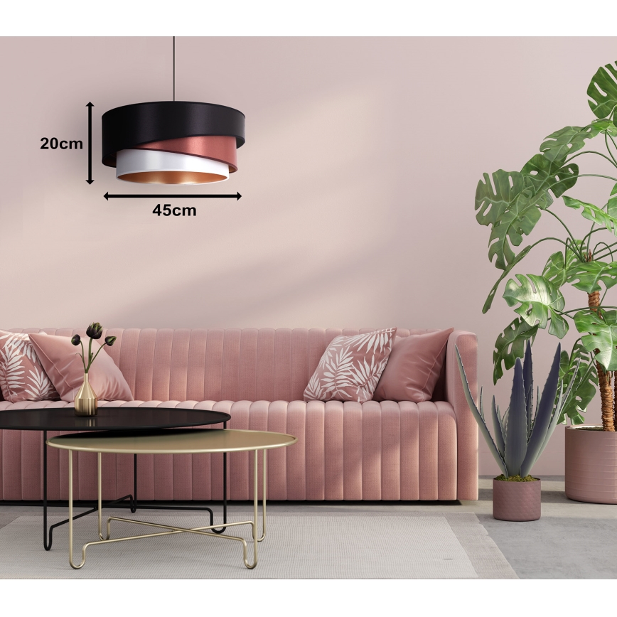 Duolla - Lampadario a sospensione con filo KOBO 1xE27/15W/230V diametro 45 cm nero/bordeaux/argento
