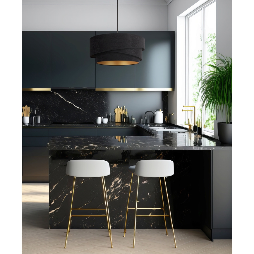 Duolla - Lampadario a sospensione con filo KOBO 1xE27/15W/230V diametro 45 cm nero/oro