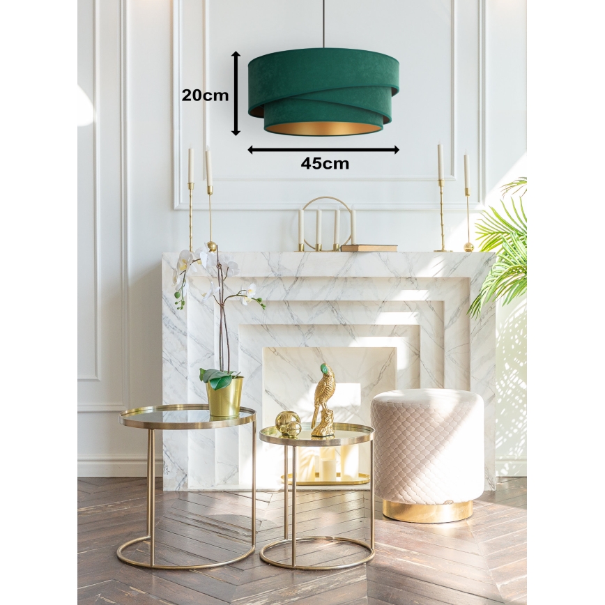 Duolla - Lampadario a sospensione con filo KOBO 1xE27/15W/230V diametro 45 cm verde/oro