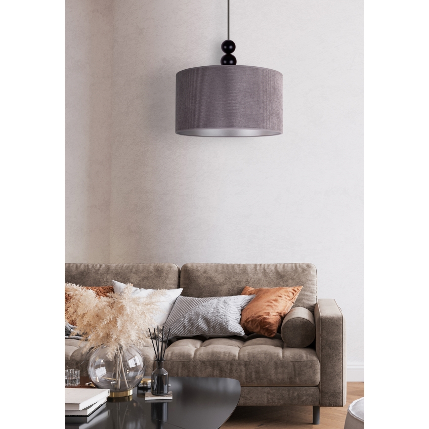 Duolla - Lampadario a sospensione con filo LYON 1xE27/15W/230V diametro 40 cm grigio
