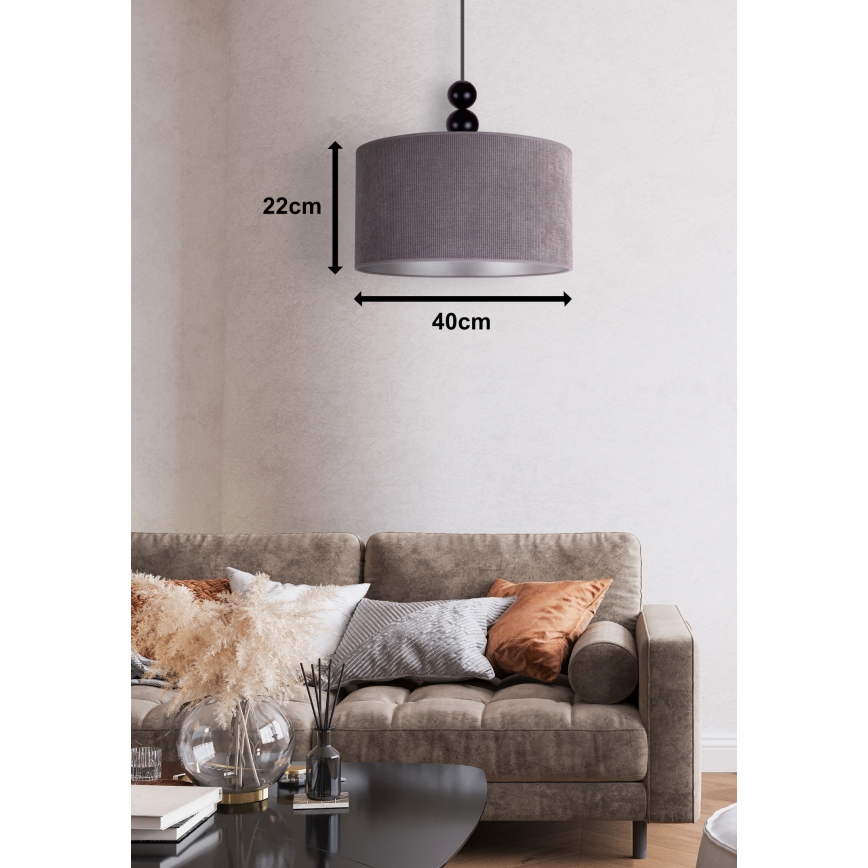 Duolla - Lampadario a sospensione con filo LYON 1xE27/15W/230V diametro 40 cm grigio