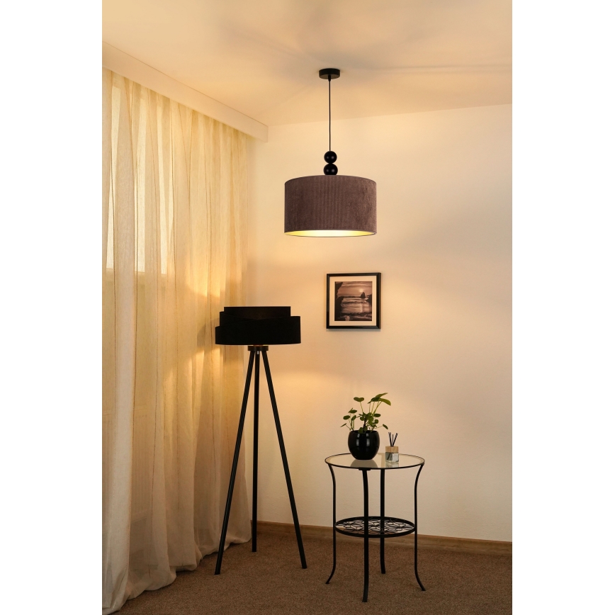 Duolla - Lampadario a sospensione con filo LYON 1xE27/15W/230V diametro 40 cm marrone