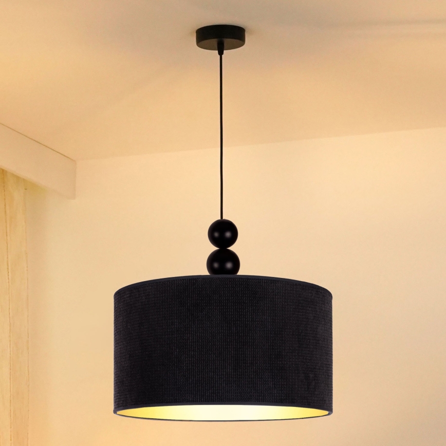Duolla - Lampadario a sospensione con filo LYON 1xE27/15W/230V diametro 40 cm nero