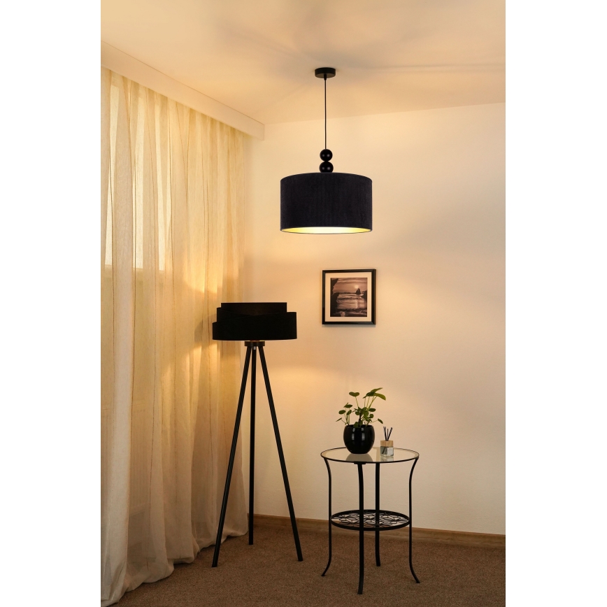 Duolla - Lampadario a sospensione con filo LYON 1xE27/15W/230V diametro 40 cm nero