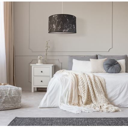 Duolla - Lampadario a sospensione con filo MARBLE 1xE27/40W/230V diametro 45 cm nero/bianco