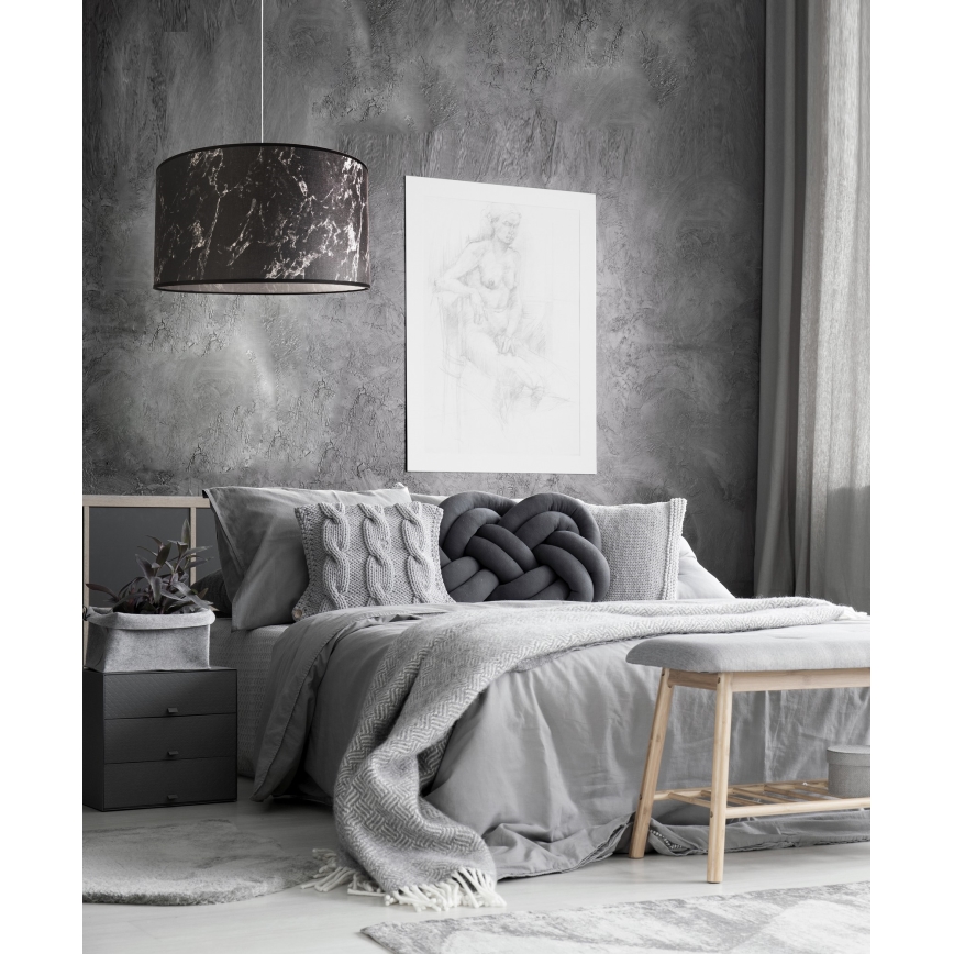 Duolla - Lampadario a sospensione con filo MARBLE 1xE27/40W/230V diametro 45 cm nero/bianco