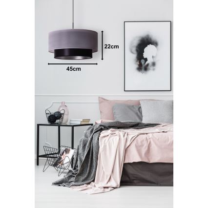 Duolla - Lampadario a sospensione con filo NANTES 1xE27/15W/230V diametro 45 cm argento/nero