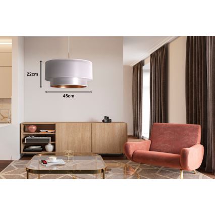 Duolla - Lampadario a sospensione con filo NANTES 1xE27/15W/230V diametro 45 cm argento/rame