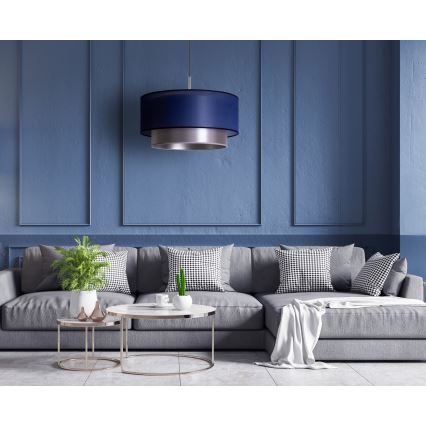 Duolla - Lampadario a sospensione con filo NANTES 1xE27/15W/230V diametro 45 cm blu/argento