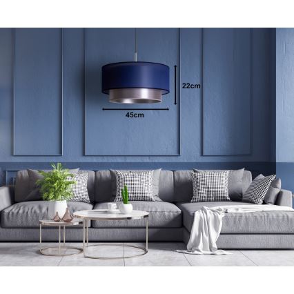 Duolla - Lampadario a sospensione con filo NANTES 1xE27/15W/230V diametro 45 cm blu/argento