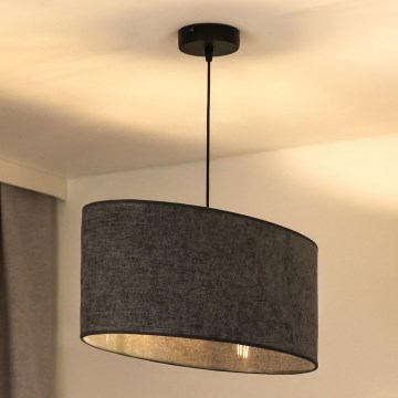 Duolla - Lampadario a sospensione con filo OVAL 1xE27/15W/230V grigio