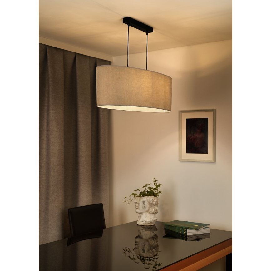 Duolla - Lampadario a sospensione con filo OVAL 2xE27/15W/230V grigio