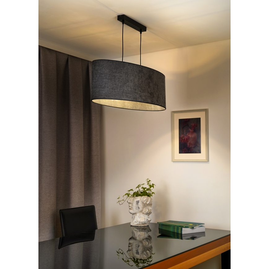 Duolla - Lampadario a sospensione con filo OVAL 2xE27/15W/230V grigio