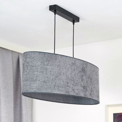 Duolla - Lampadario a sospensione con filo OVAL 2xE27/15W/230V grigio