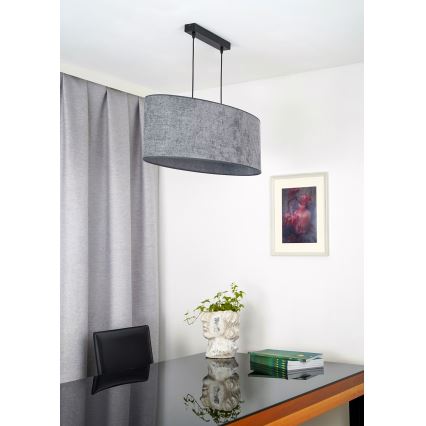 Duolla - Lampadario a sospensione con filo OVAL 2xE27/15W/230V grigio