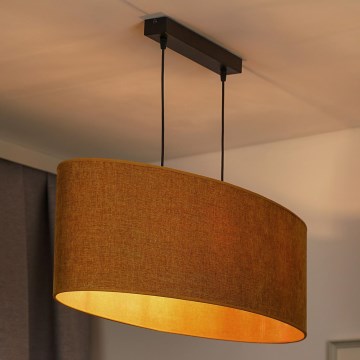 Duolla - Lampadario a sospensione con filo OVAL 2xE27/15W/230V marrone