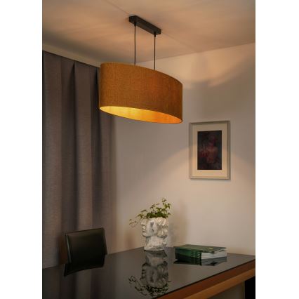 Duolla - Lampadario a sospensione con filo OVAL 2xE27/15W/230V marrone