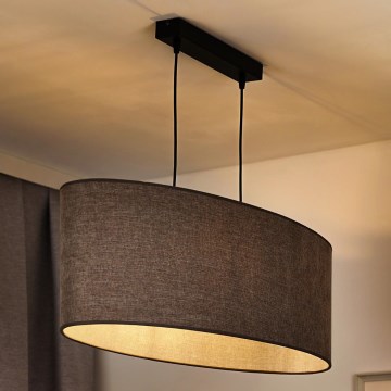 Duolla - Lampadario a sospensione con filo OVAL 2xE27/15W/230V marrone