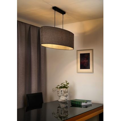 Duolla - Lampadario a sospensione con filo OVAL 2xE27/15W/230V marrone