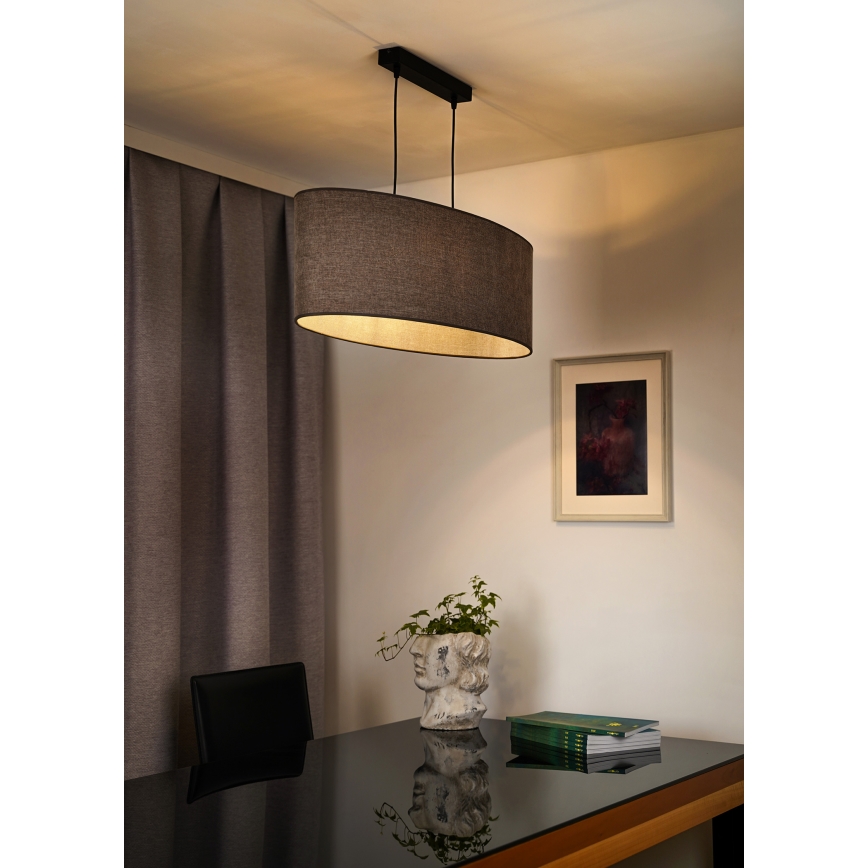 Duolla - Lampadario a sospensione con filo OVAL 2xE27/15W/230V marrone