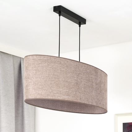 Duolla - Lampadario a sospensione con filo OVAL 2xE27/15W/230V marrone