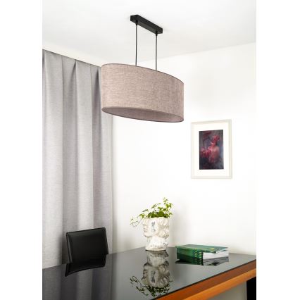 Duolla - Lampadario a sospensione con filo OVAL 2xE27/15W/230V marrone