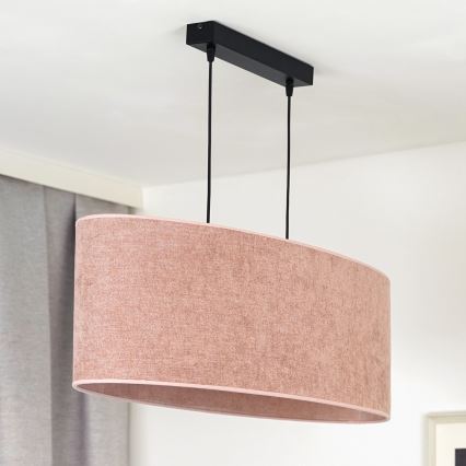 Duolla - Lampadario a sospensione con filo OVAL 2xE27/15W/230V rosa