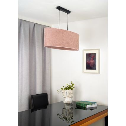 Duolla - Lampadario a sospensione con filo OVAL 2xE27/15W/230V rosa