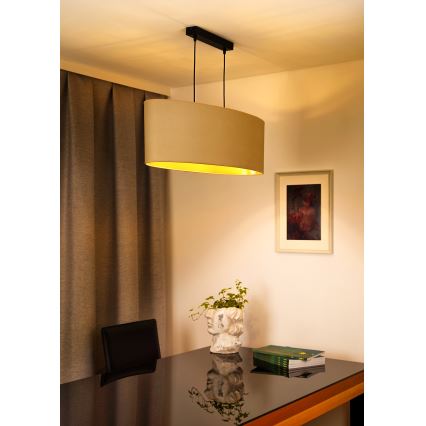 Duolla - Lampadario a sospensione con filo OVAL VEGAN 2xE27/15W/230V color crema