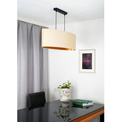 Duolla - Lampadario a sospensione con filo OVAL VEGAN 2xE27/15W/230V color crema