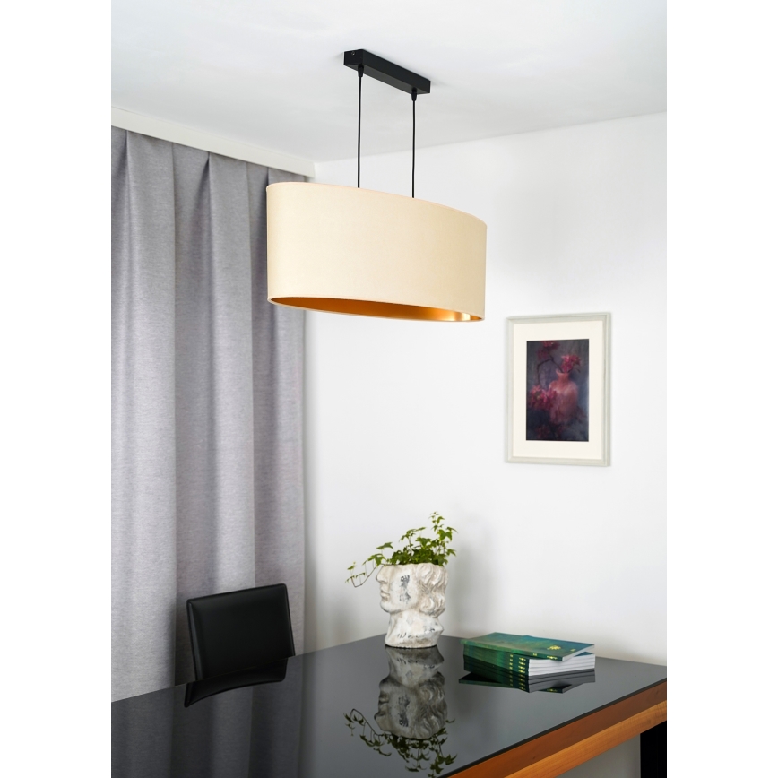 Duolla - Lampadario a sospensione con filo OVAL VEGAN 2xE27/15W/230V color crema