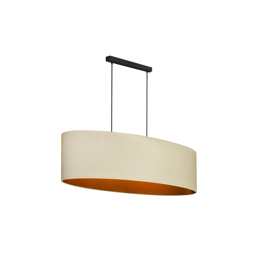 Duolla - Lampadario a sospensione con filo OVAL VEGAN 2xE27/15W/230V color crema