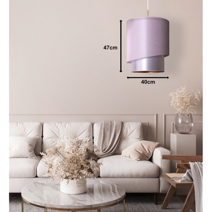 Duolla - Lampadario a sospensione con filo PARIGI 1xE27/15W/230V diametro 40 cm rosa/argento/rame