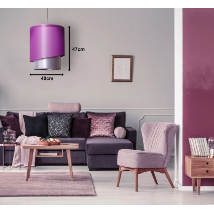 Duolla - Lampadario a sospensione con filo PARIGI 1xE27/15W/230V diametro 40 cm viola/argento