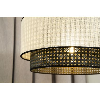 Duolla - Lampadario a sospensione con filo RATTAN YUTE 1xE27/15W/230V diametro 45 cm color crema/nero
