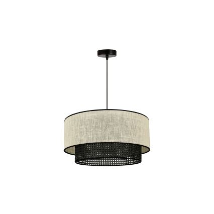 Duolla - Lampadario a sospensione con filo RATTAN YUTE 1xE27/15W/230V diametro 45 cm color crema/nero
