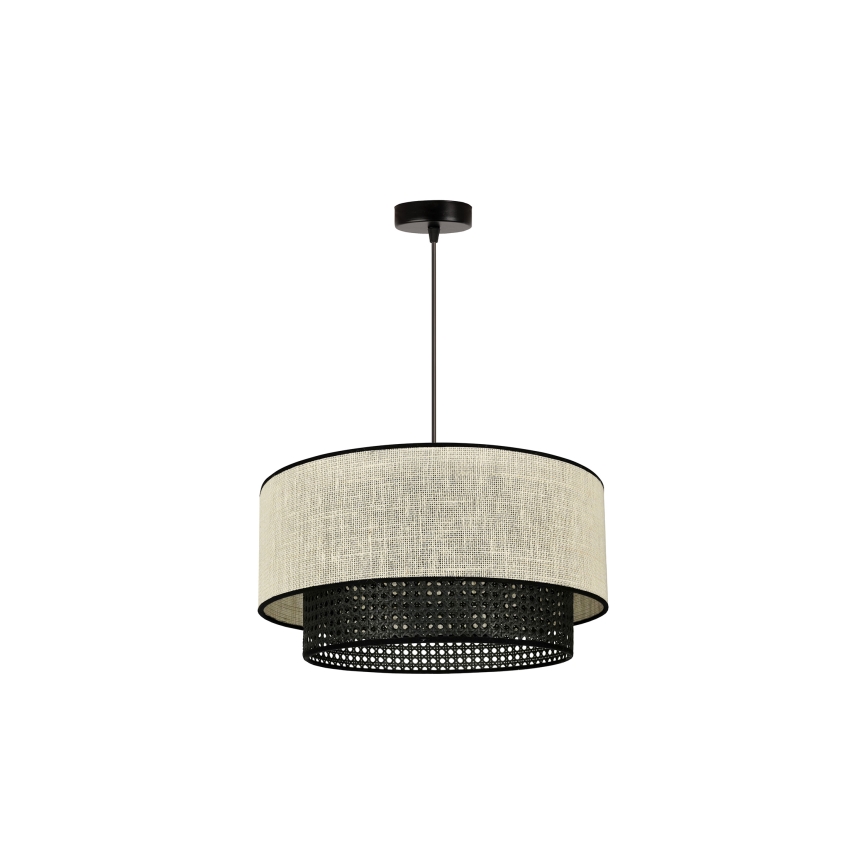 Duolla - Lampadario a sospensione con filo RATTAN YUTE 1xE27/15W/230V diametro 45 cm color crema/nero