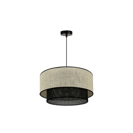 Duolla - Lampadario a sospensione con filo RATTAN YUTE 1xE27/15W/230V diametro 45 cm color crema/nero
