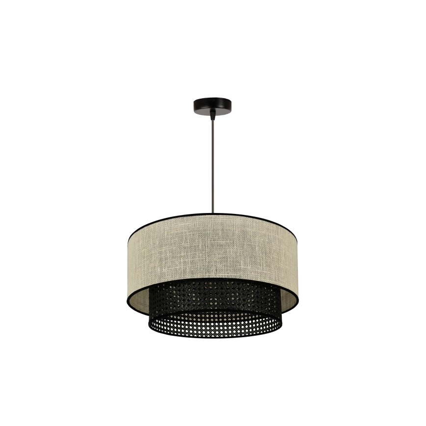 Duolla - Lampadario a sospensione con filo RATTAN YUTE 1xE27/15W/230V diametro 45 cm color crema/nero