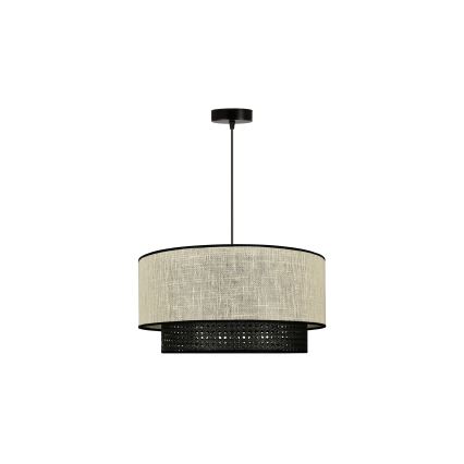 Duolla - Lampadario a sospensione con filo RATTAN YUTE 1xE27/15W/230V diametro 45 cm color crema/nero