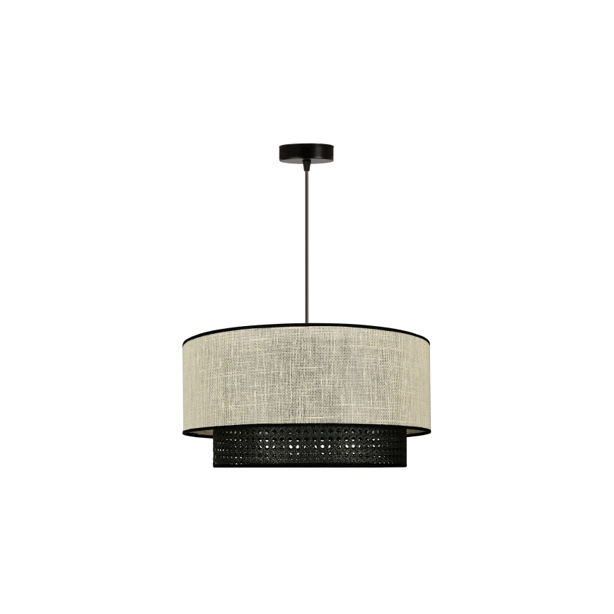 Duolla - Lampadario a sospensione con filo RATTAN YUTE 1xE27/15W/230V diametro 45 cm color crema/nero
