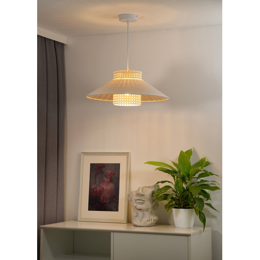 Duolla - Lampadario a sospensione con filo RIO RATTAN 1xE27/15W/230V diametro 45 cm beige/rattan