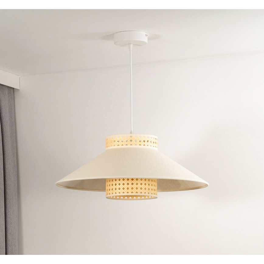 Duolla - Lampadario a sospensione con filo RIO RATTAN 1xE27/15W/230V diametro 45 cm beige/rattan